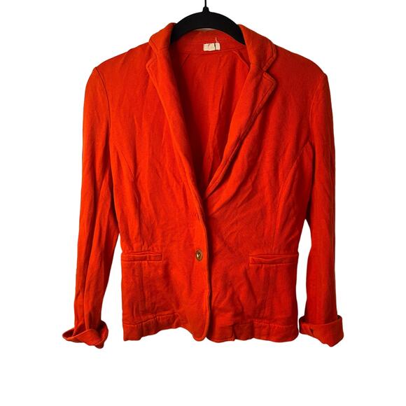 J. Crew Red 100% Cotton Blazer Gold Buttons Size XS - Picture 1 of 8